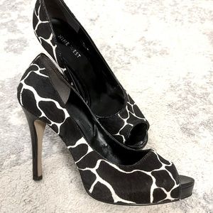 Nine West black & white stilettos
